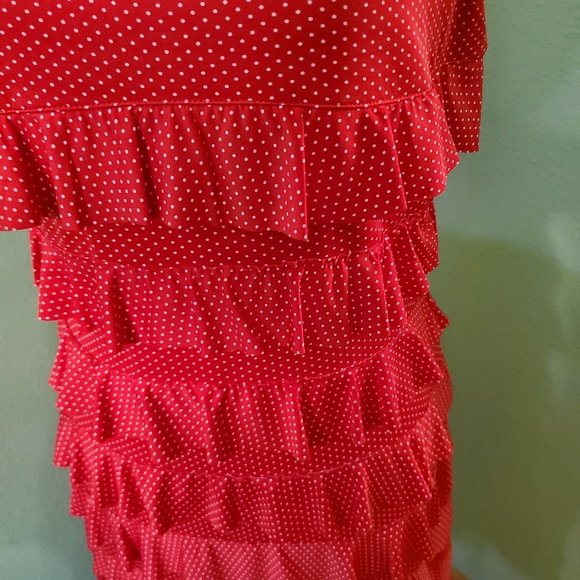 Vandana red with white polkadot medium sleeveless dress. - Picture 2 of 12